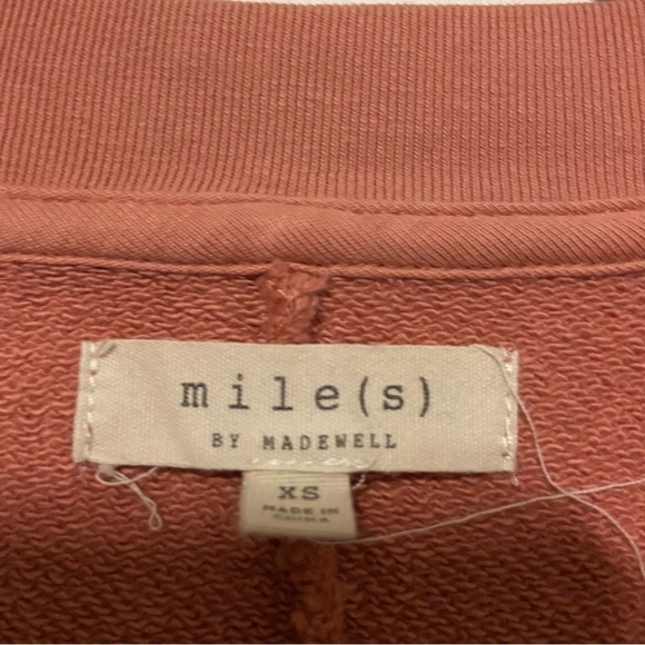 Miles by Madewell Pullover Sweatshirt Fleece Crew Neck Dusty Pink Oversized XS - Picture 4 of 8